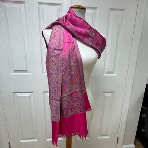 Women's Paisley Fuchsia/Grey Pashmina Scarf Shawl 74" x‎ 28" - In Bag.